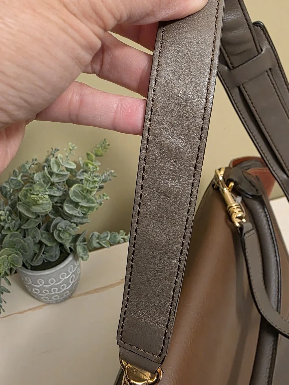 Celine | Tricolor Brown Leather And Rust Suede Medium Trapeze Bag - Picture 15 of 16